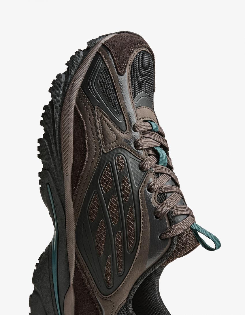 Casual-Sneaker im Materialmix-Braun