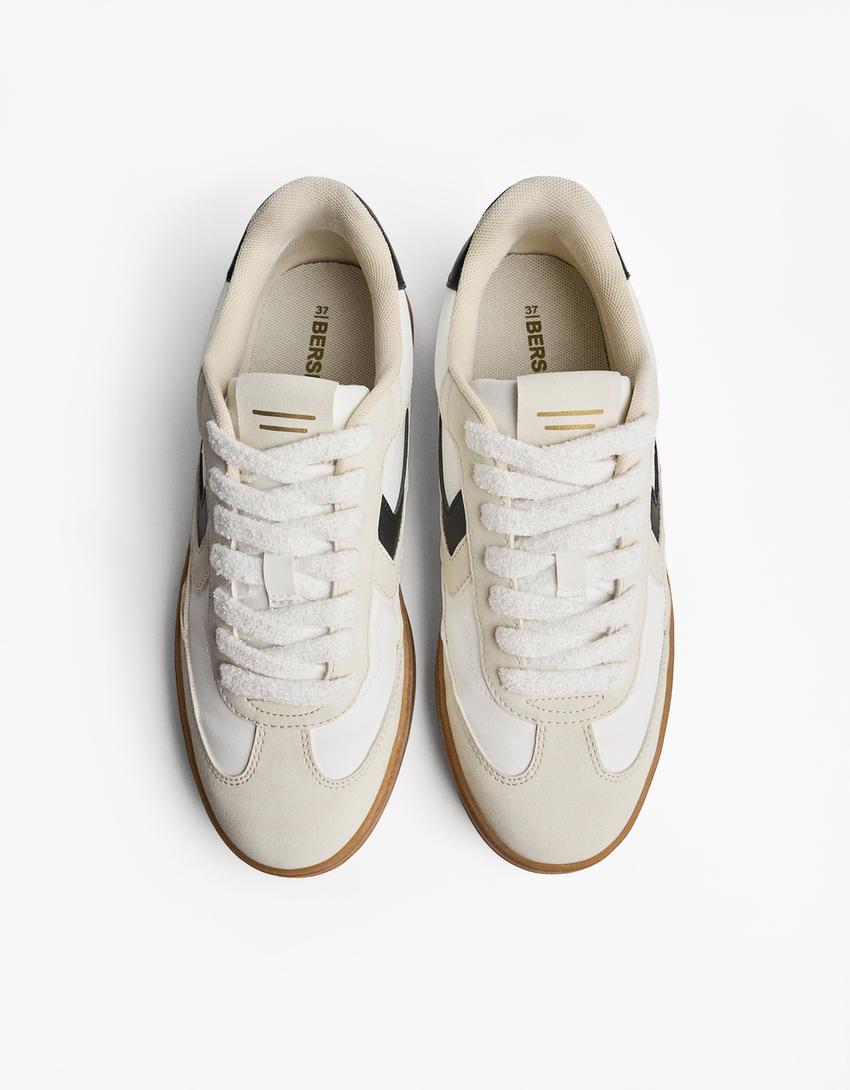 Retro trainers with lace detail-WHITE