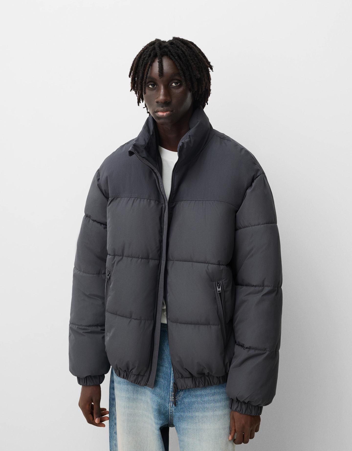 Bershka Giubbotto Puffy Uomo L Grigio Scuro