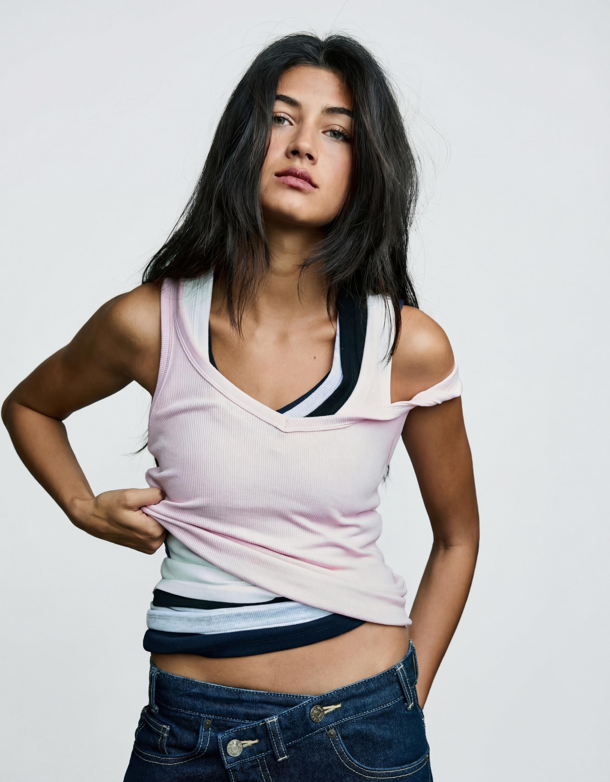 V-neck strappy vest top — Pink