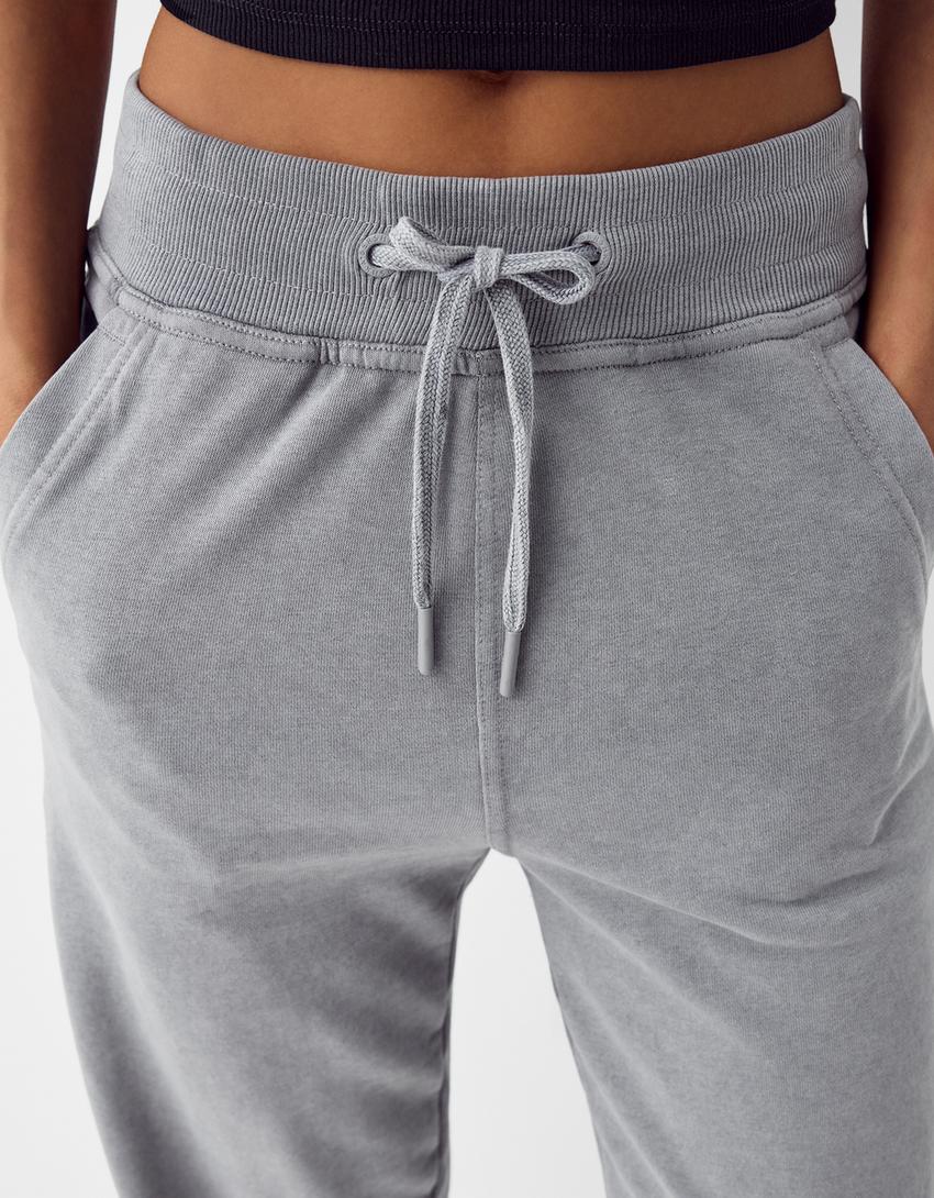 Pantalon jogger en molleton-Gris-3