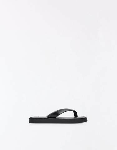 Thong flat slider sandals — BLACK 1