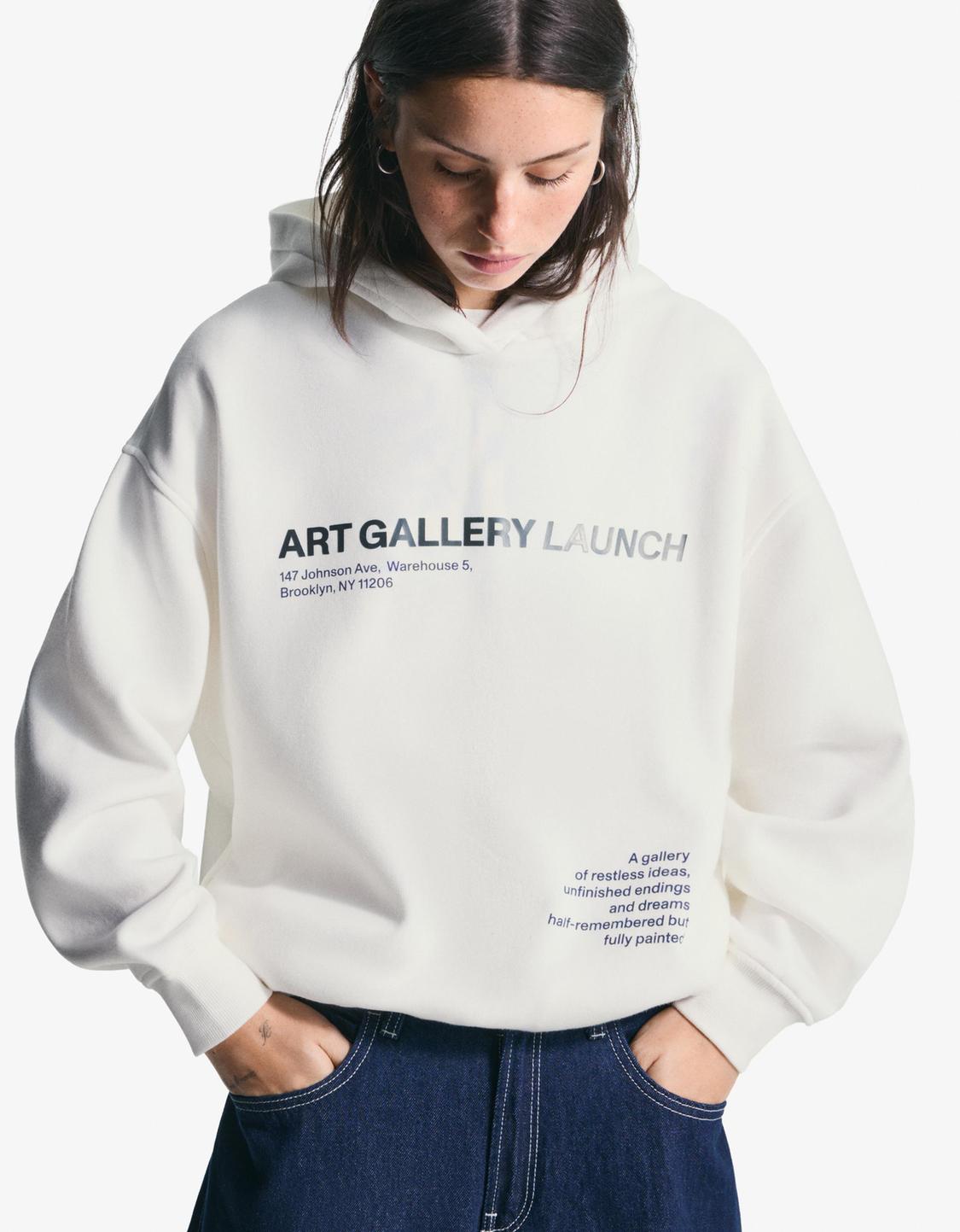 Baskılı kapüşonlu sweatshirt