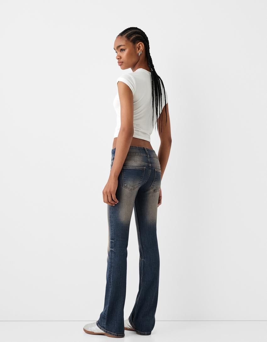 Low waist boot-cut jeans-Blue-2