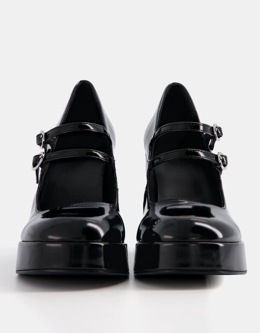 High-heel platform shoes with straps-BLACK-2