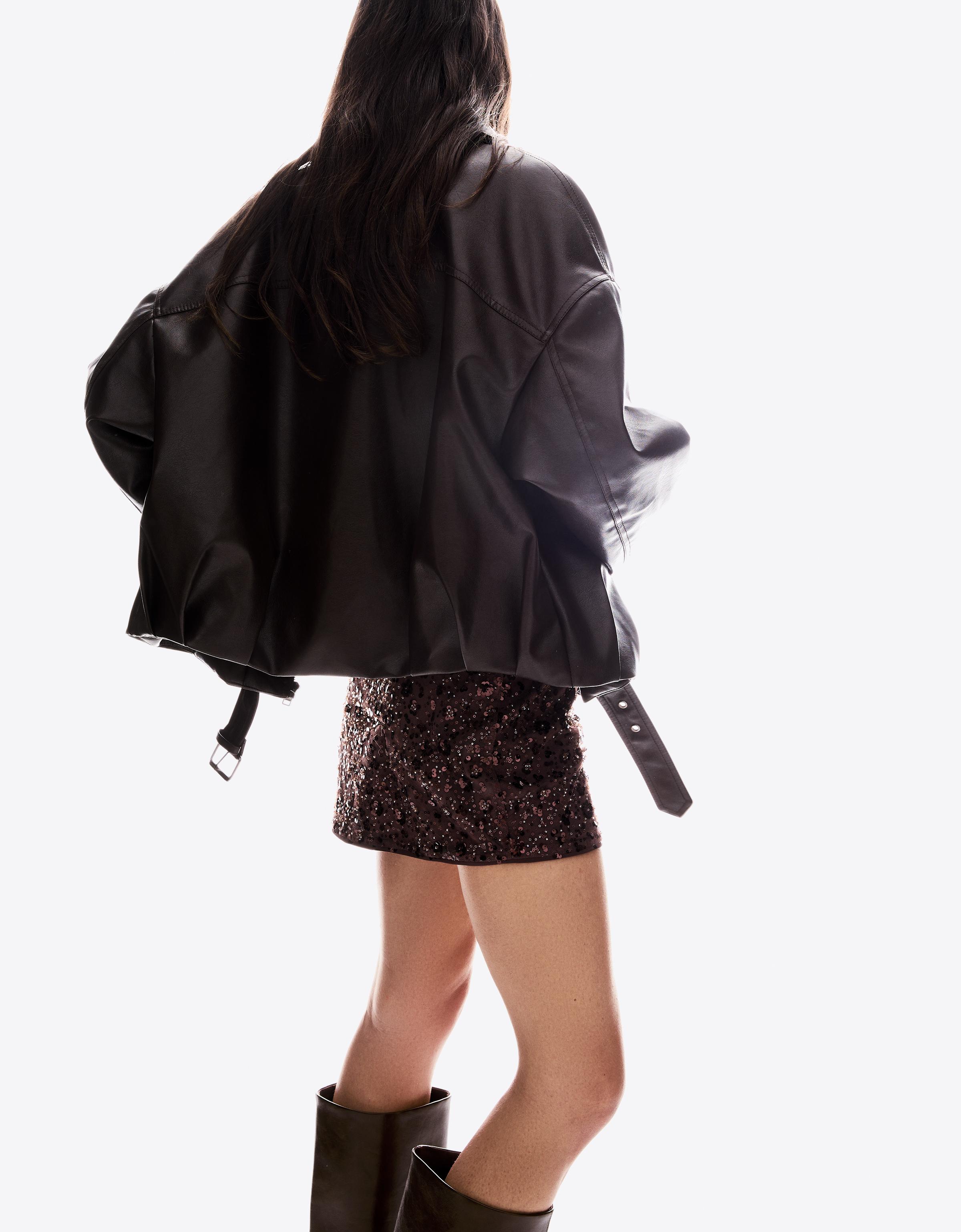 Bershka Minirock Mit Pailletten Damen L Braun