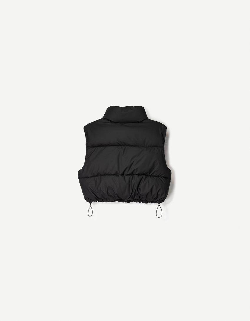 Cropped puffer gilet-Black-4