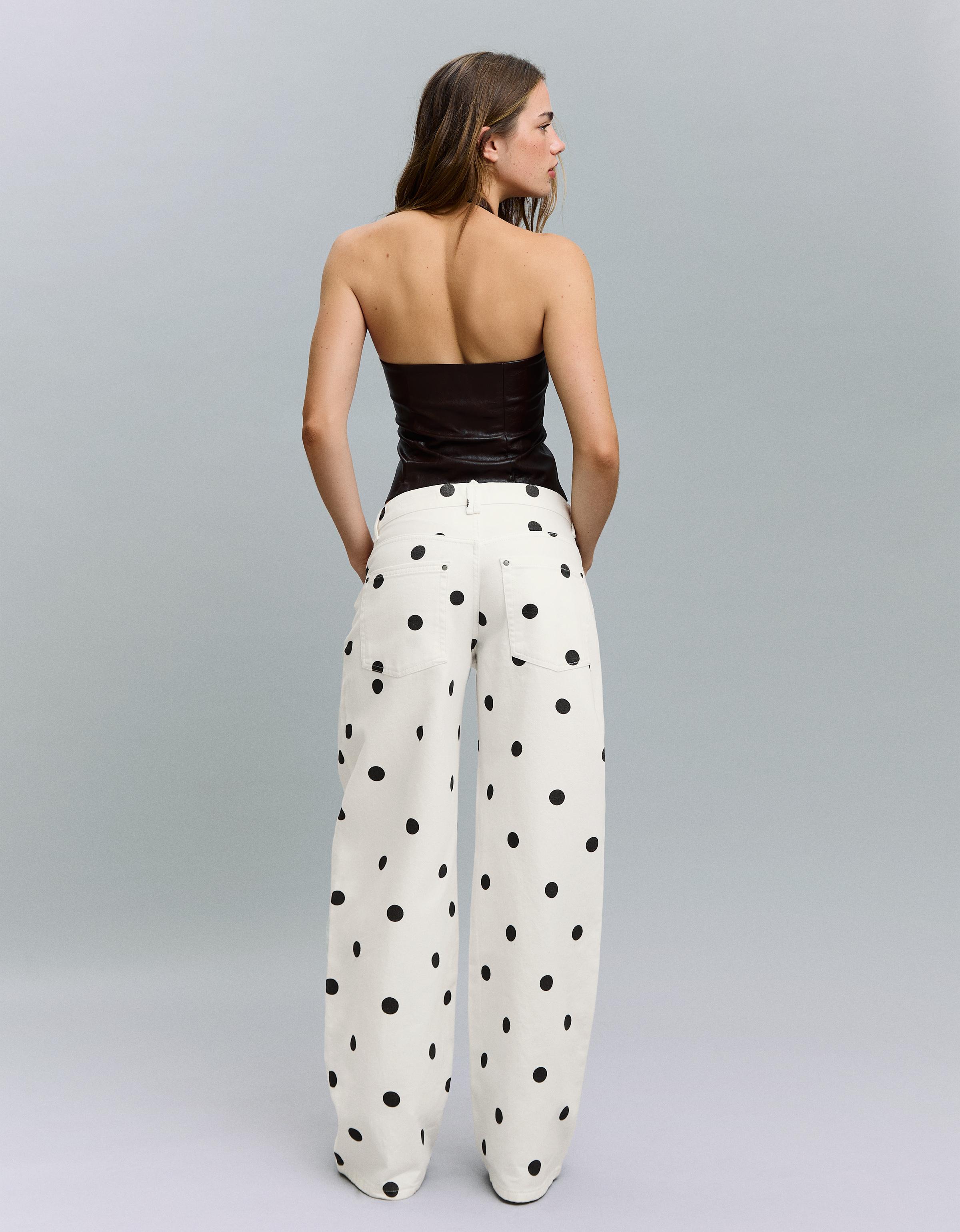 Puantiye desenli baggy pantolon - Görsel 22