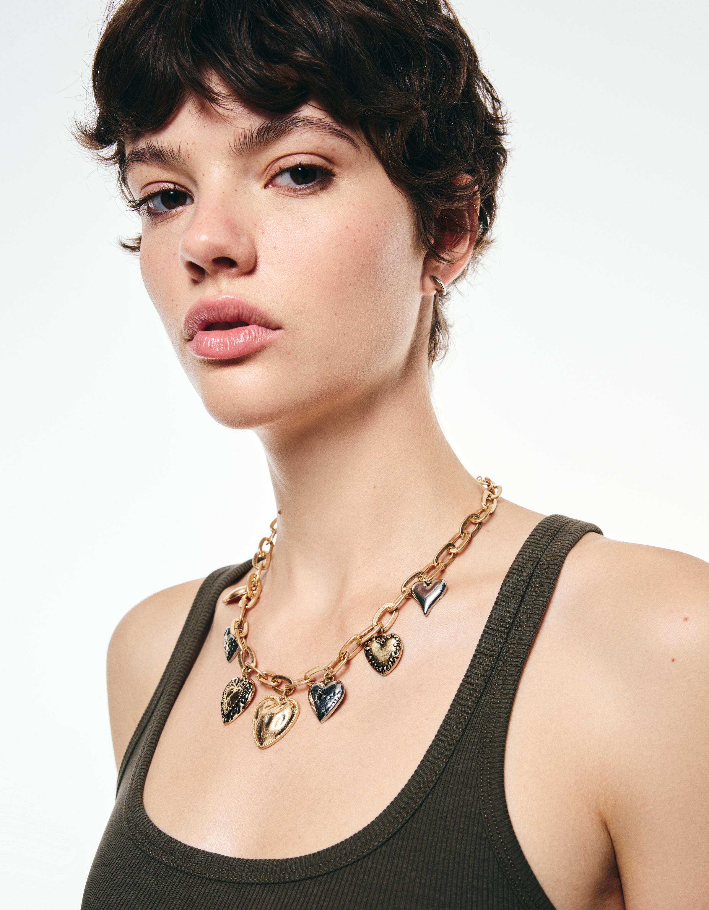 Bershka Halskette Mit Mehrfachanhängern Damen Gold