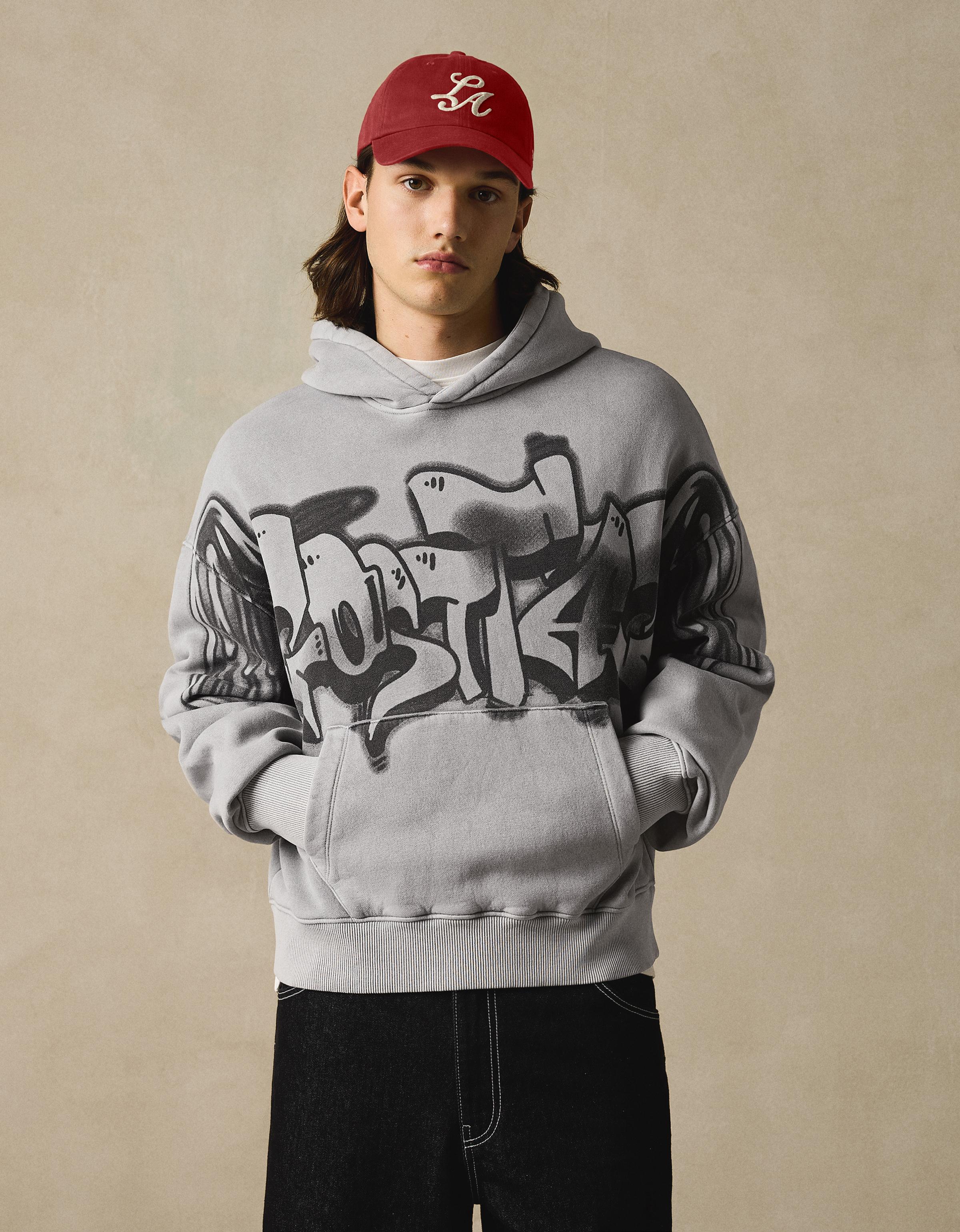 Sudadera Capucha Print Hombre M Gris
