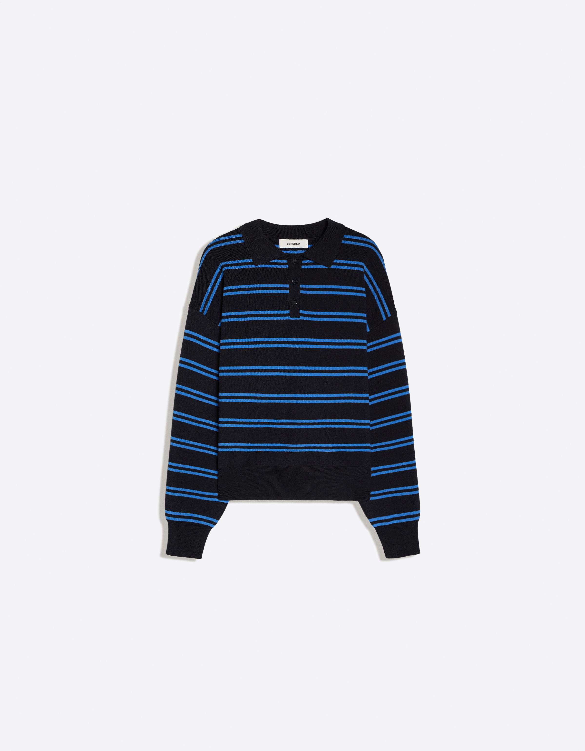 Oversize polo collar jumper — Navy