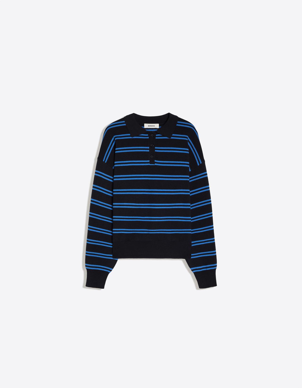 Oversize polo collar jumper — Navy