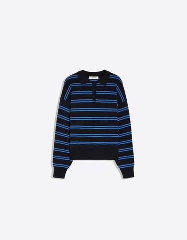 Oversize polo collar jumper — Navy 5