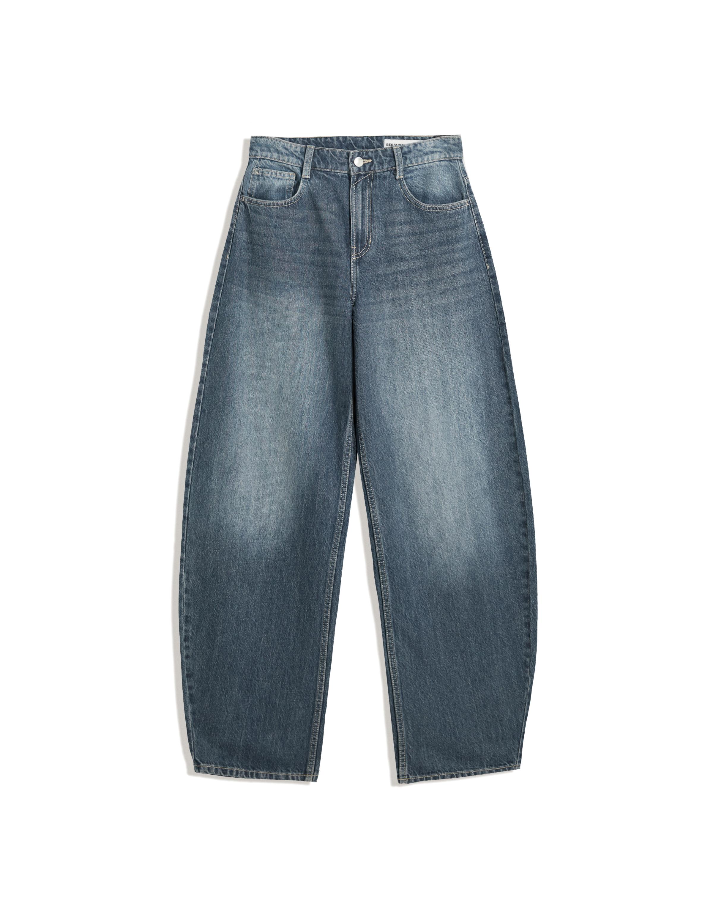 Yüksek bel geniş paça barrel fit jean - Görsel 55