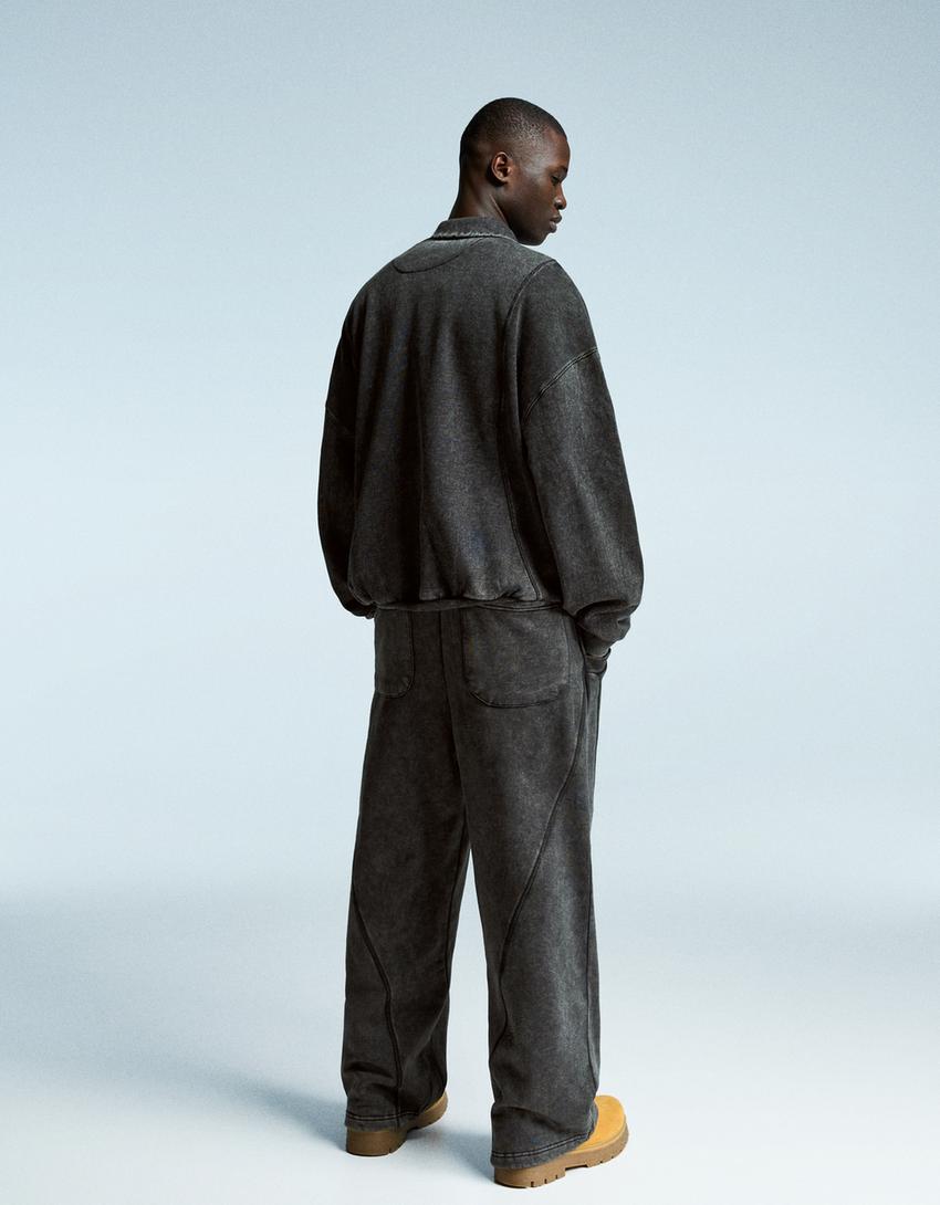 Polo-erako lepoko kirol-jertsea, oversize-Grisa-1