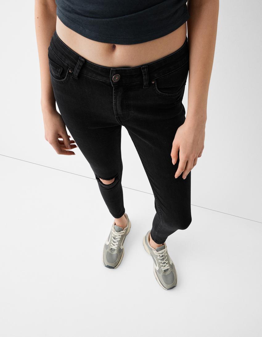 Jeans skinny fit low waist-Preto-3