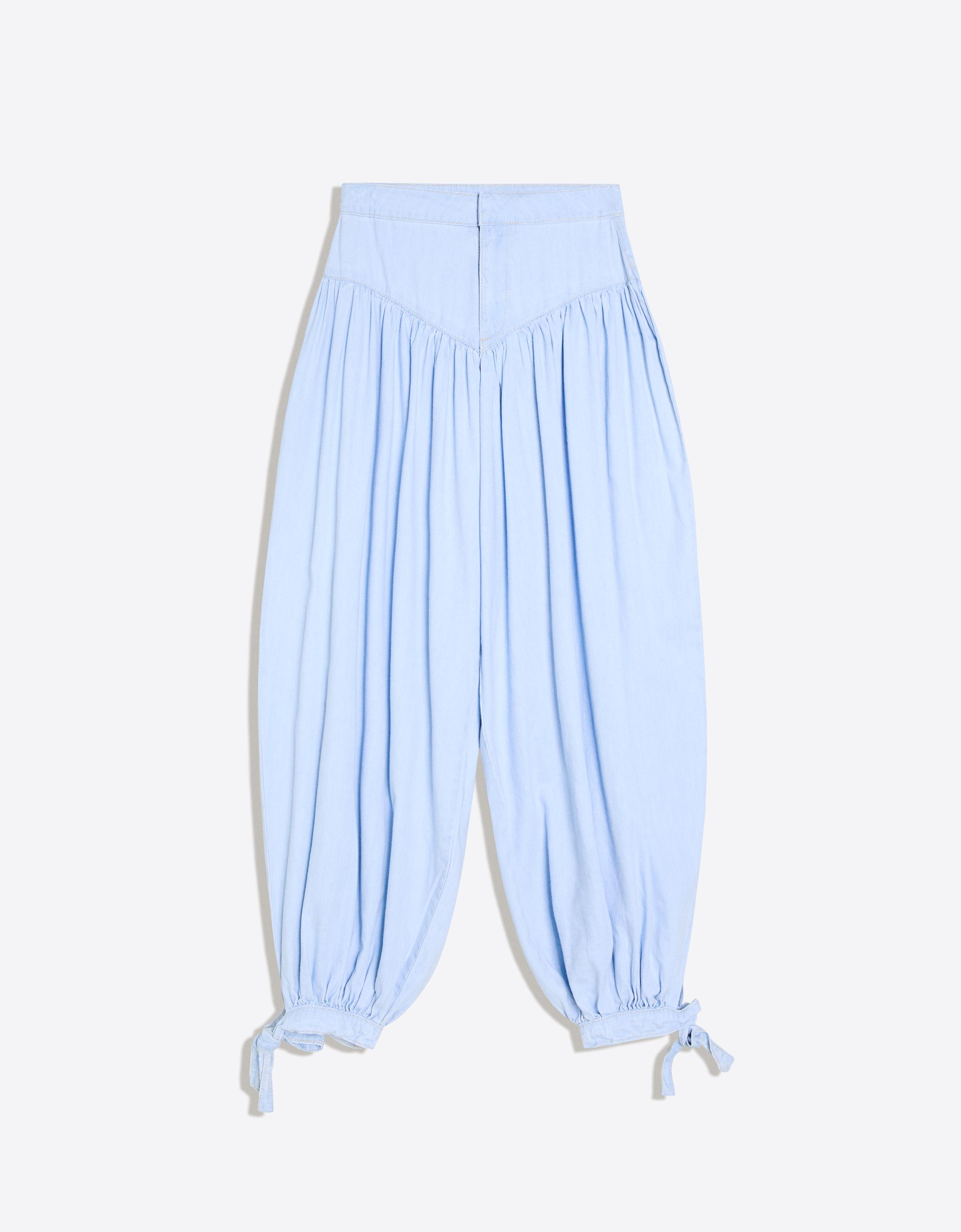 Light balloon jeans with knot — Light blue