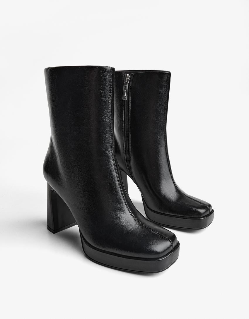 Bottines à talon plateforme-Noir
