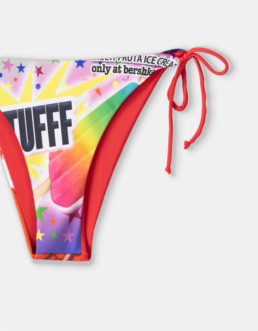 SSSTUFFF x BERSHKA print bikini bottoms-Yellow-2