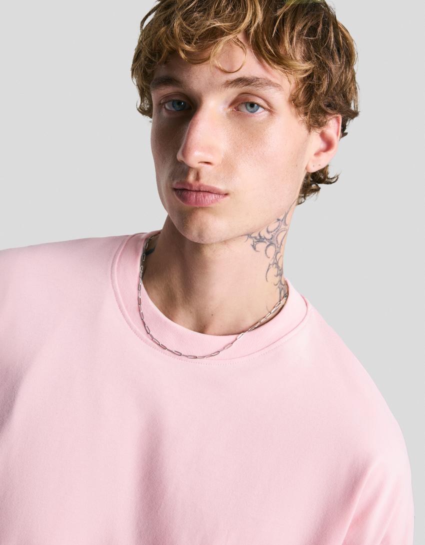 Long sleeve boxy fit T-shirt-Pink-2