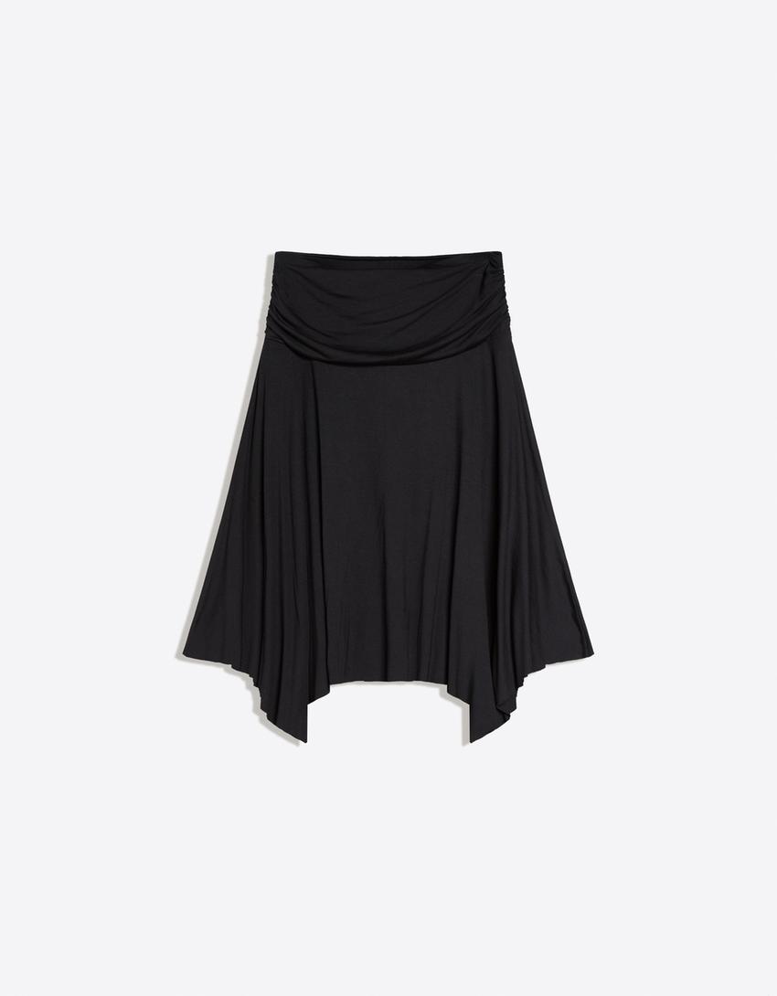 Gathered midi skirt-Black