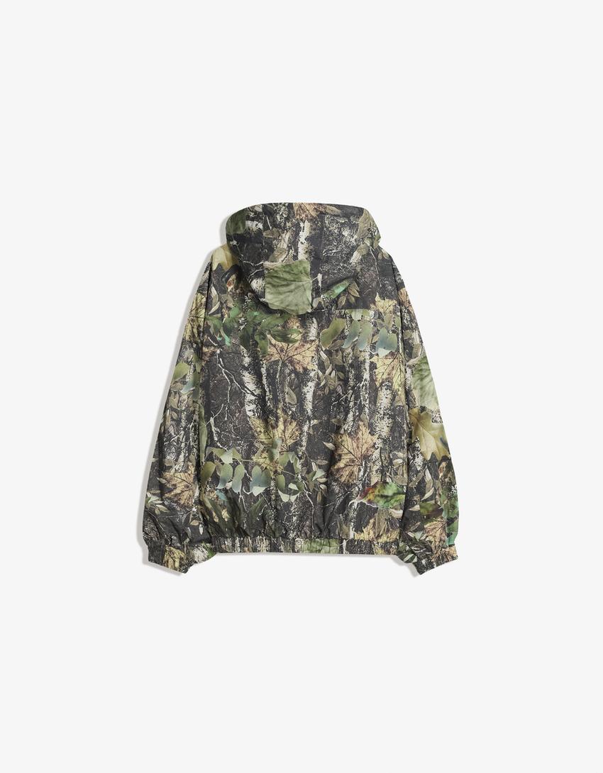 Printed technical jacket-Khaki