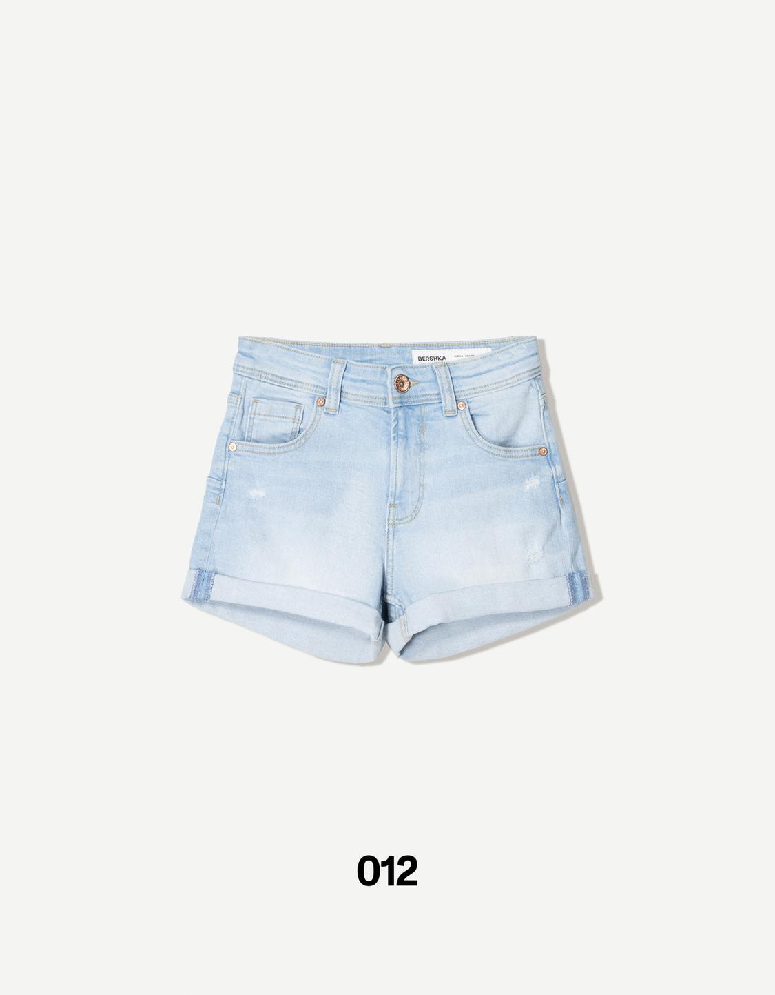 Roll-up denim shorts