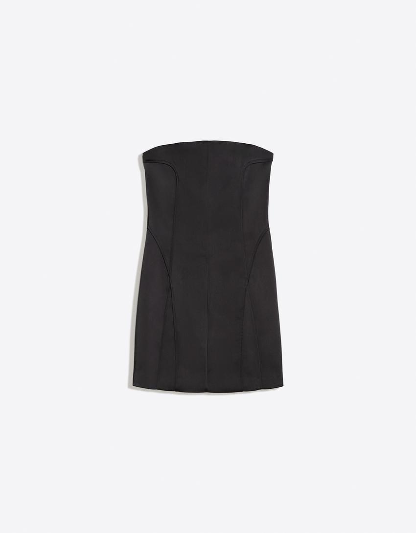 Satin mini dress-Black