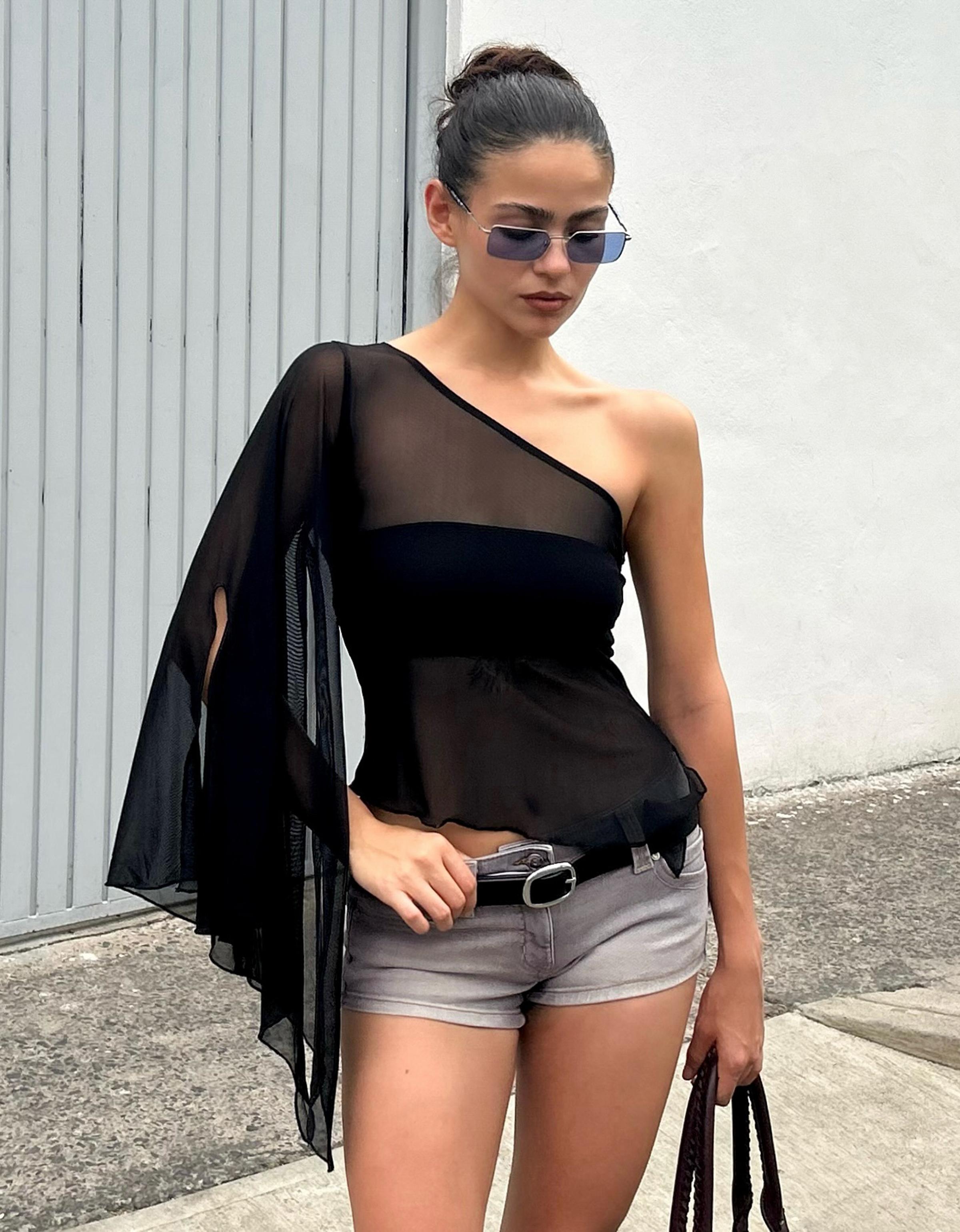 Denim mini shorts — Grey