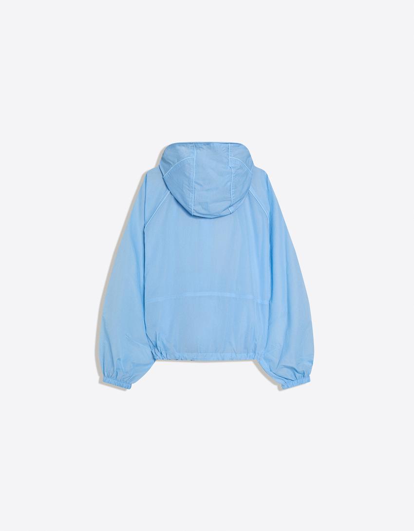 Nylon hooded jacket-Blue