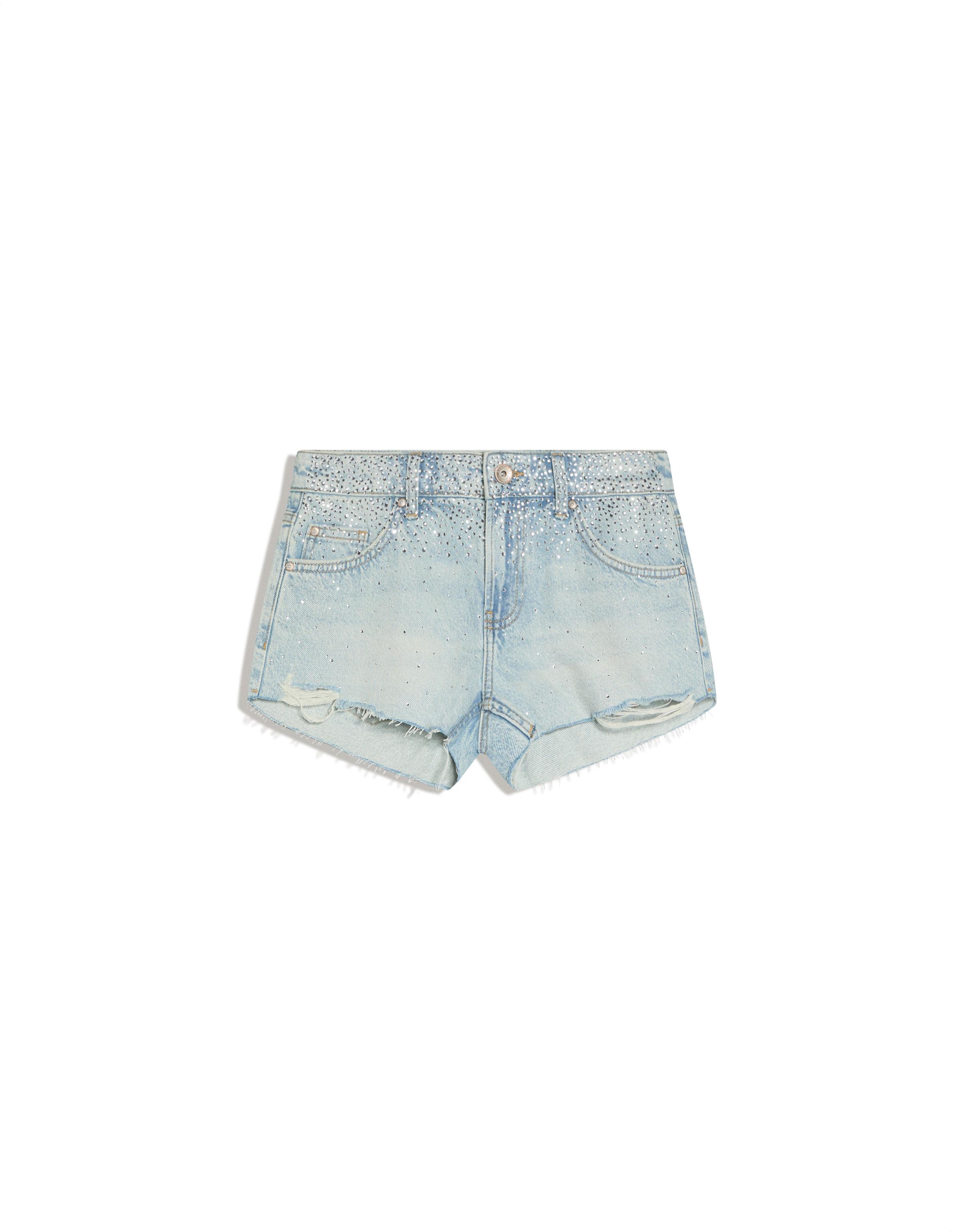Shimmery denim shorts
