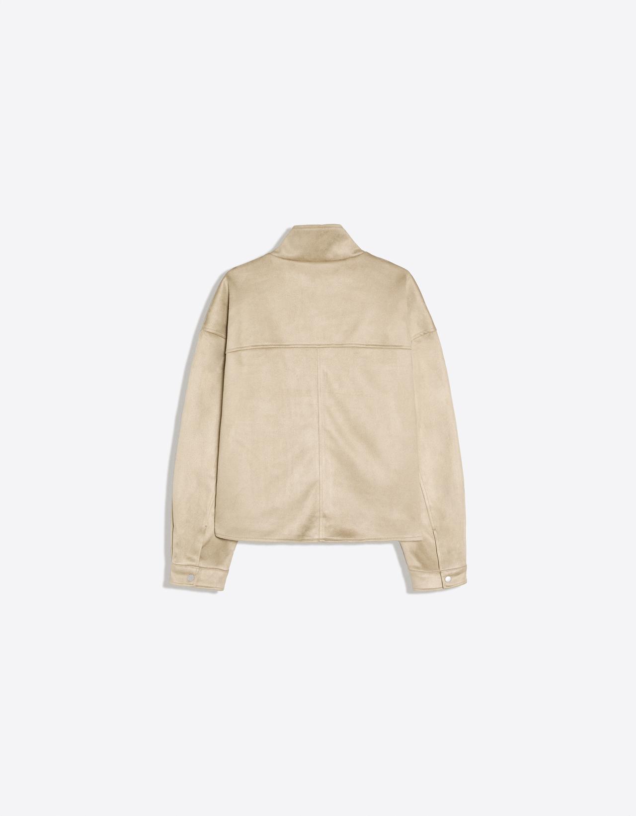 Faux suede jacket with clasps — Beige