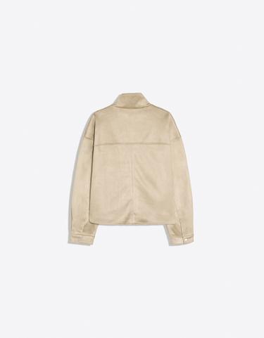 Faux suede jacket with clasps — Beige 6