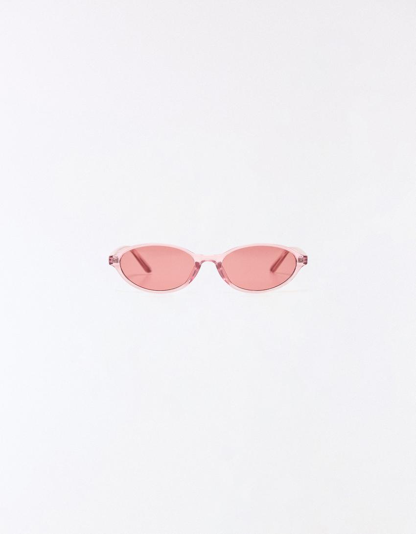 Oval plastic sunglasses-Pink