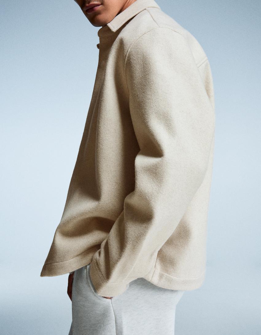 Boxy flanellen overshirt-Zand