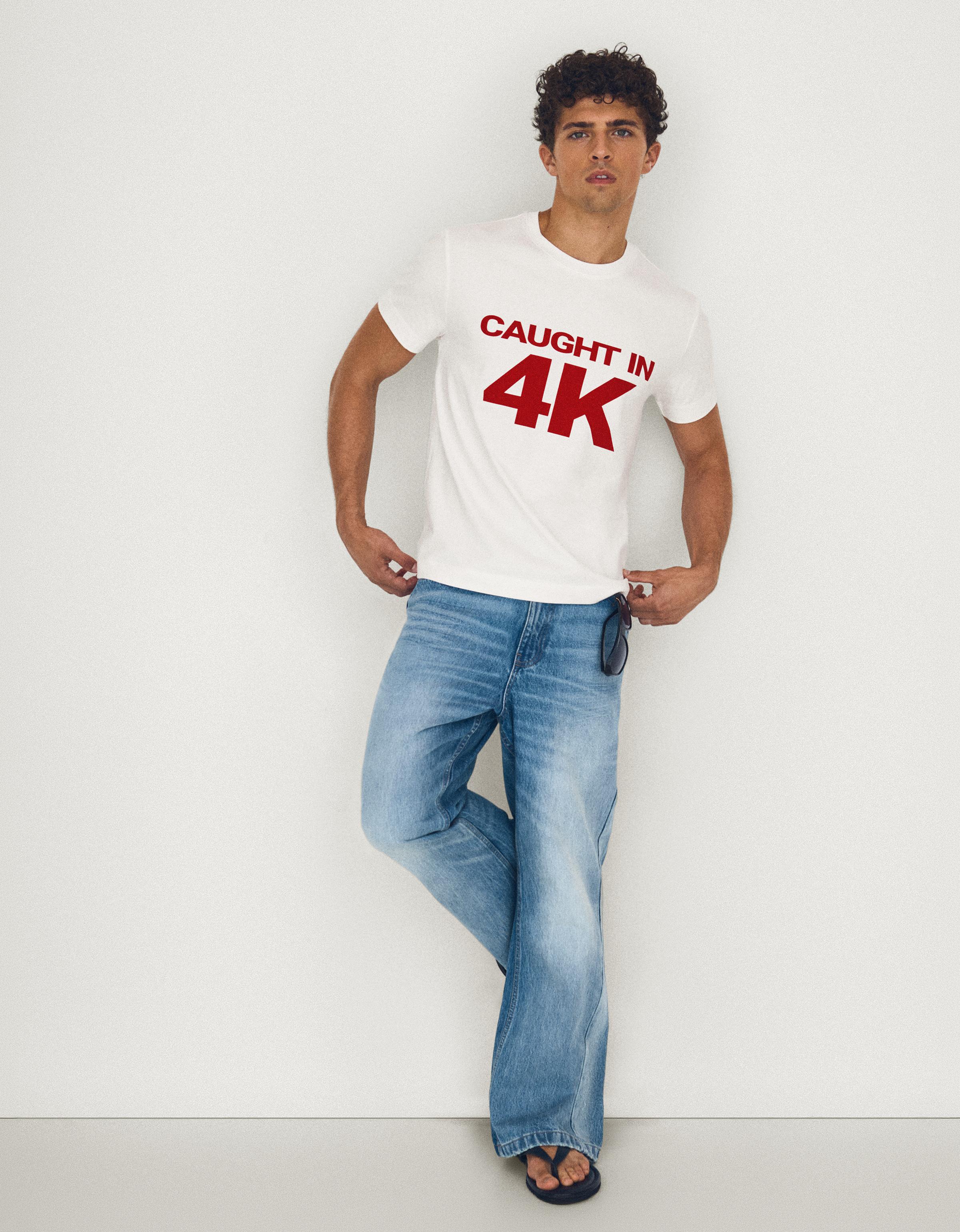 Small fit print T-shirt — White