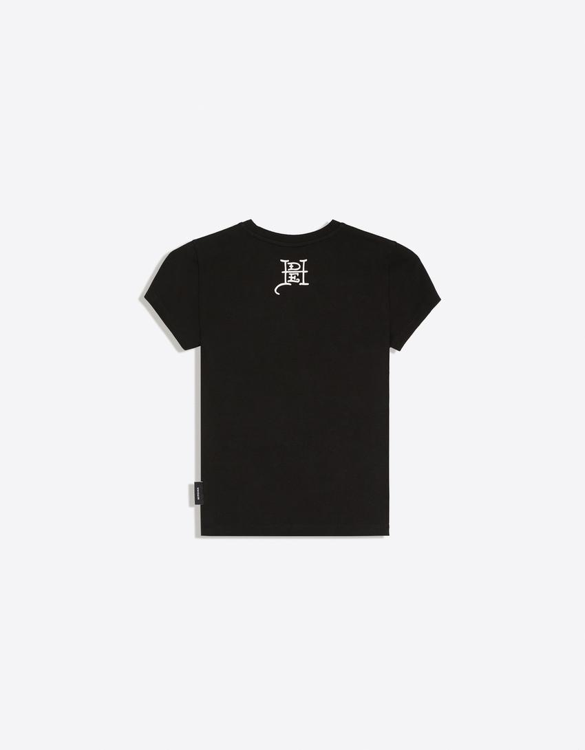 ED HARDY X BERSHKA short sleeve print T-shirt-Black