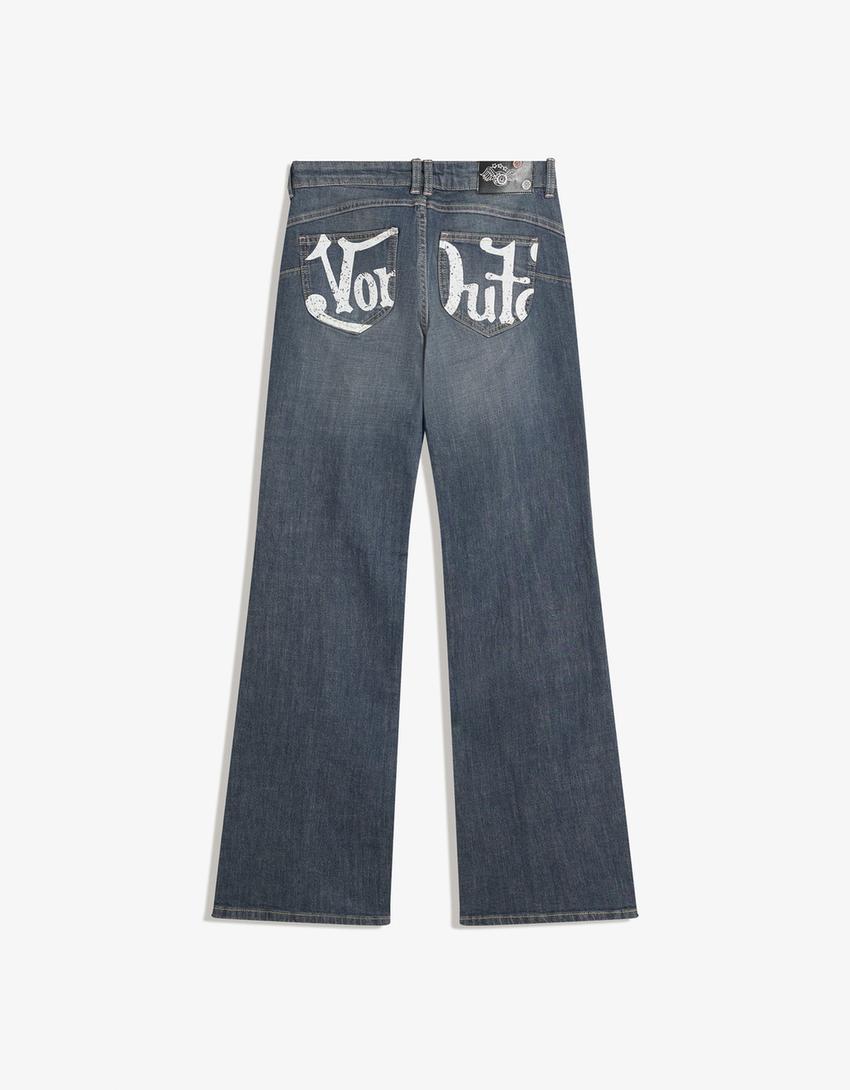 Jeans Von Dutch bootcut fit brodés-Bleu lavé-4