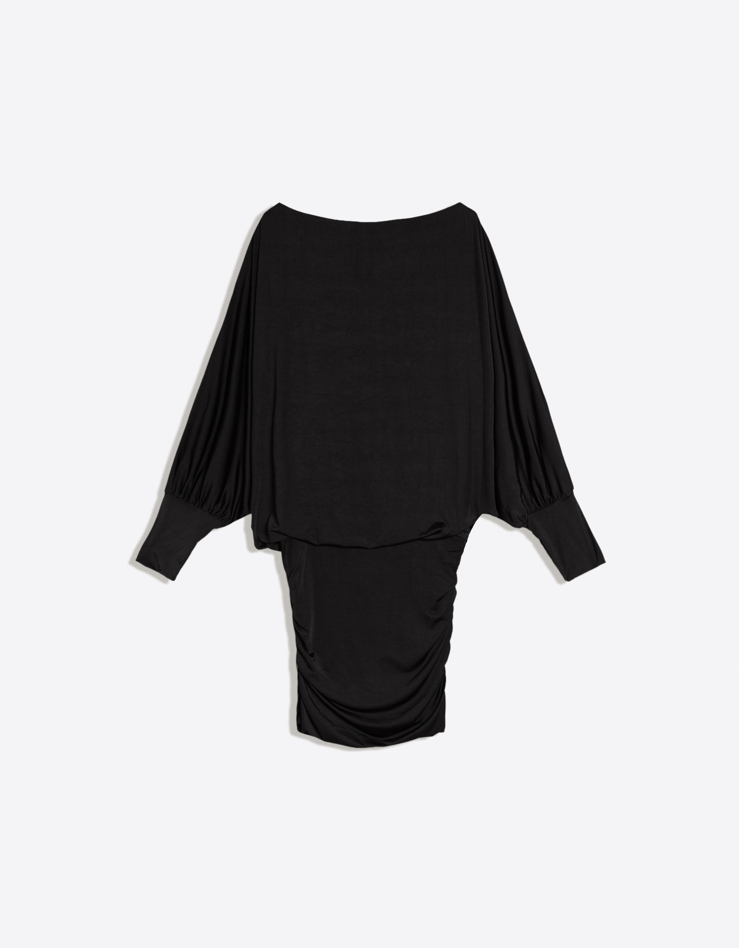 Asimetrik yaka mini elbise - Görsel 12