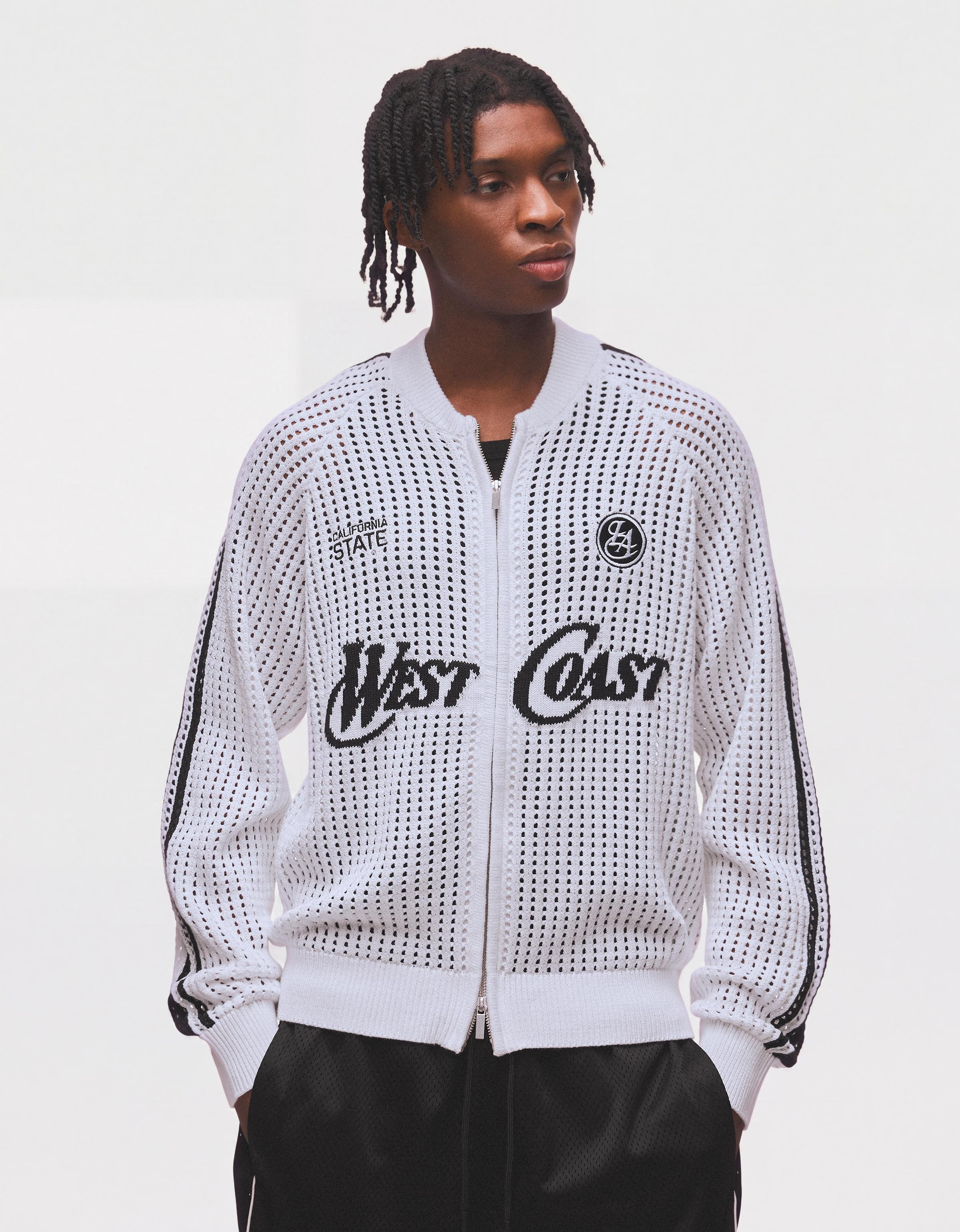 Retro mesh zip-up jacket — White