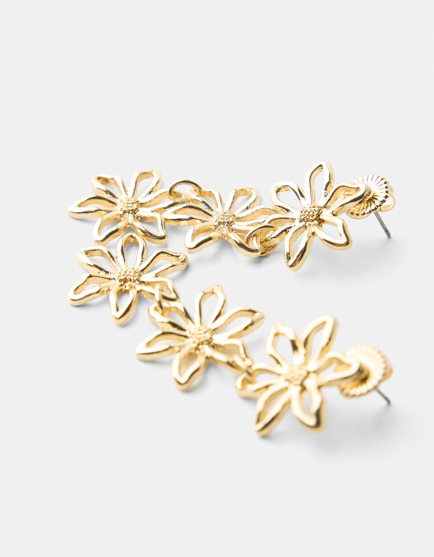 أقراط متدلية زهرة سايجناتشر اديشن-ذهبي-2