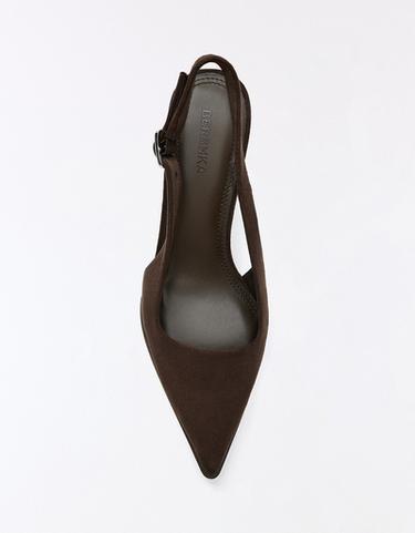 Slingback kitten heel shoes — Brown 3
