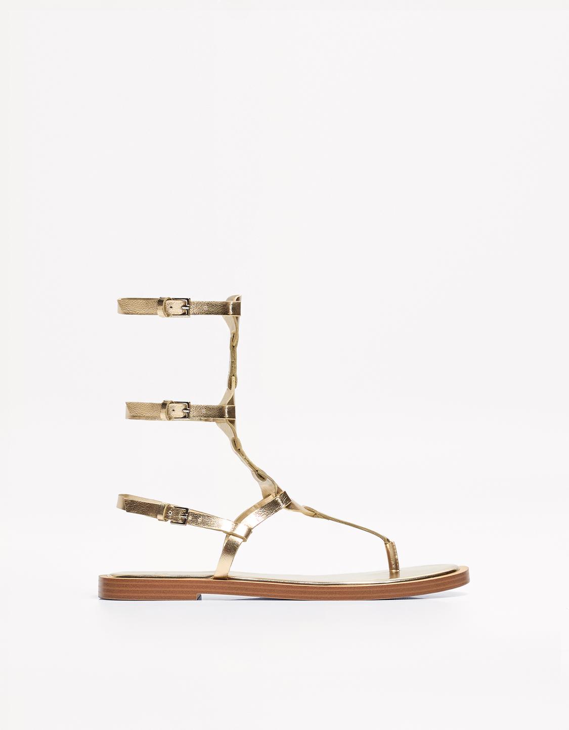 Flat slider sandals with buckles