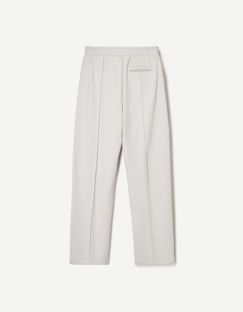 Wide leg sweatstof broek-Grijs-4