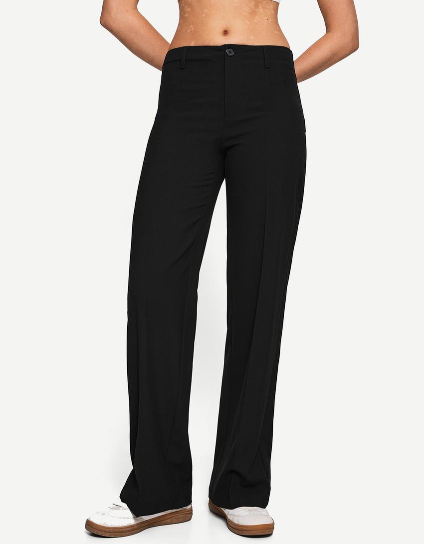 Wide-leg pants-Black