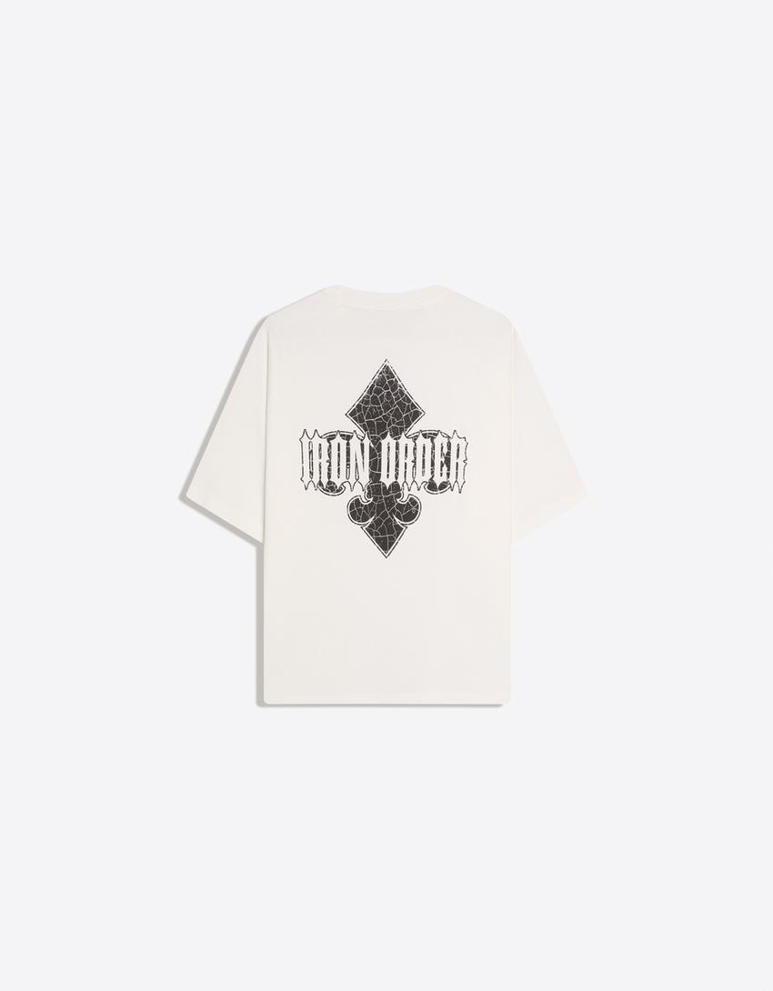 T-shirt Boxy fit imprimé-Blanc