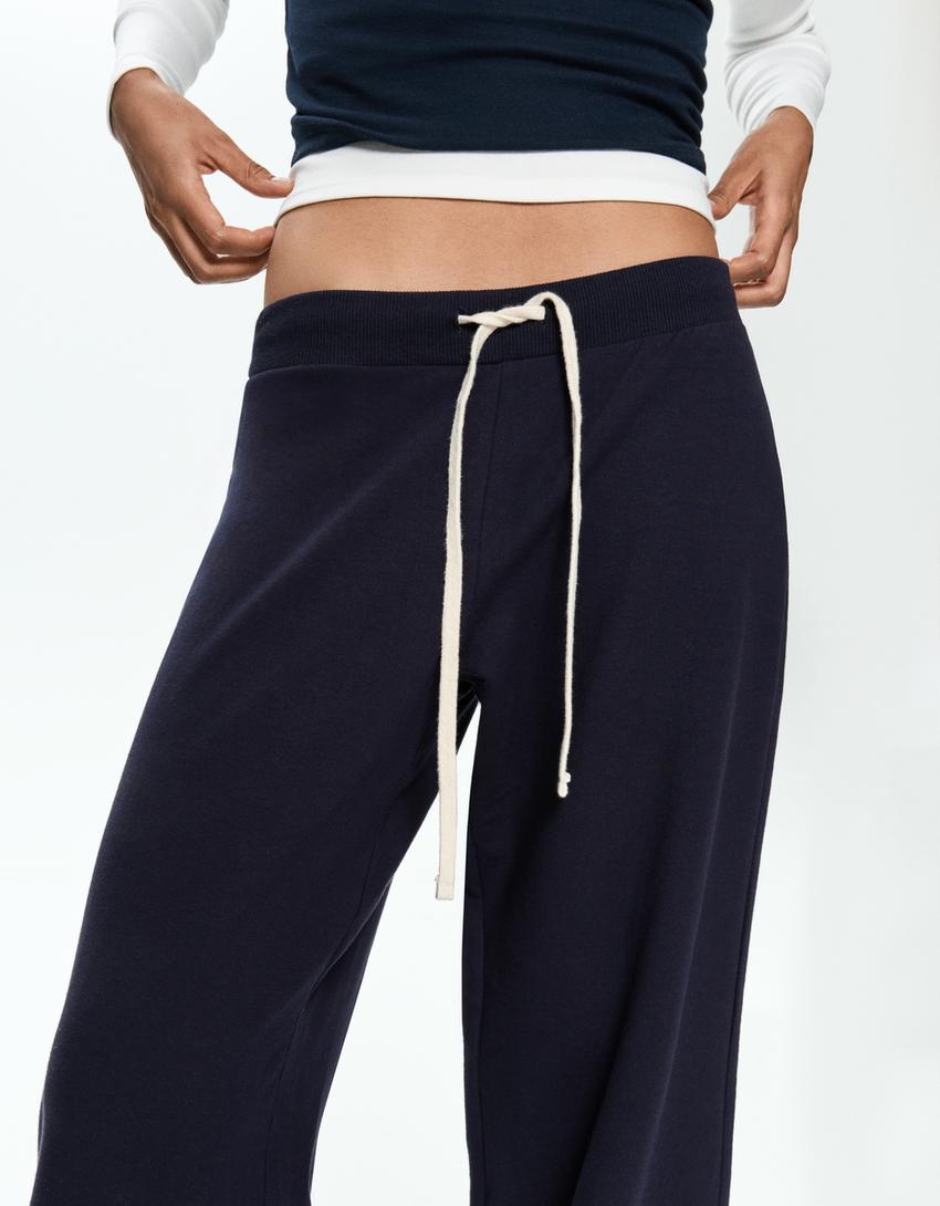 Plush jersey trousers-Navy