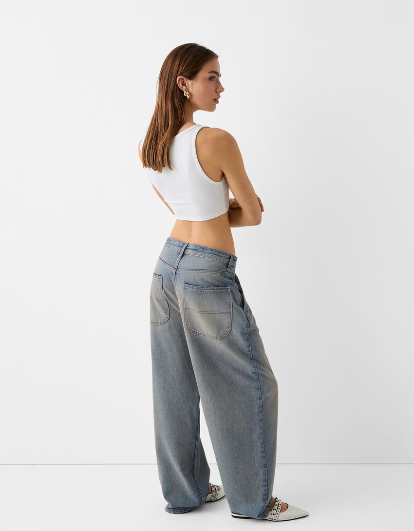 Jeans skater fit efeito lavado-Azul lavado-2