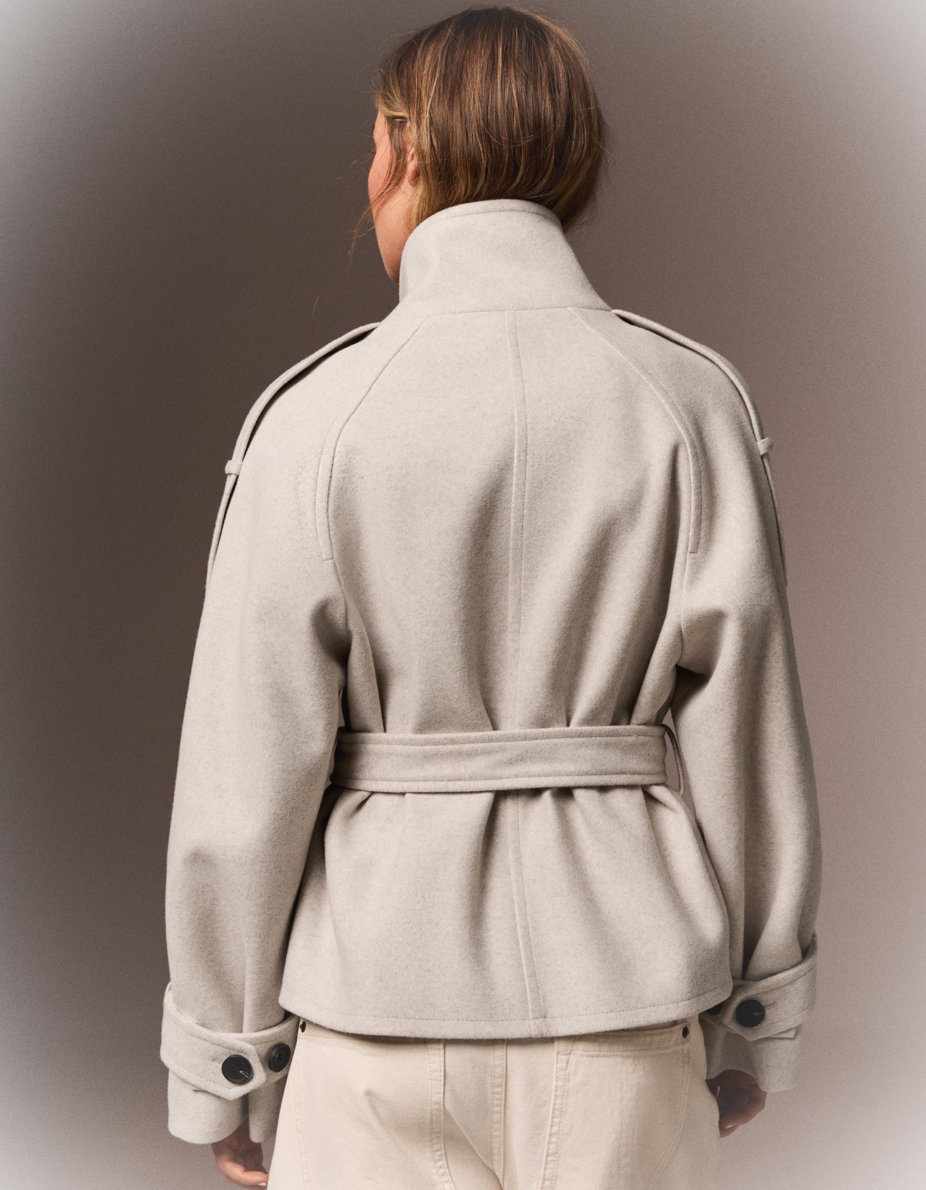 Funnel neck trench jacket — Beige