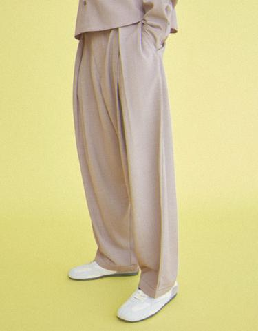 Cross-over baggy spot trousers — Sand 4